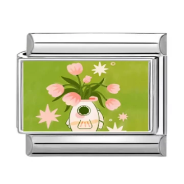 Tulipános charm - Virágmintás motívummal