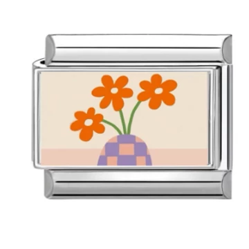 Narancssárga Virág Charm – Modern Design, Italian Charm Bracelet