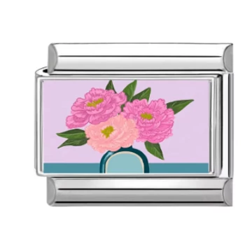 Bazsarózsa  Charm – Lila Háttér, Italian Charm Bracelet