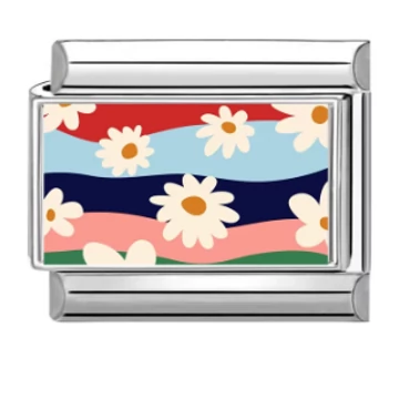 Margaréták Színes Hullámokkal – Vidám Design, Italian Charm Bracelet