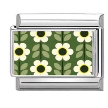 Margaréták Zöld Háttérrel – Klasszikus Design, Italian Charm Bracelet