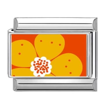  Nagy Sárga Virág – Narancs Háttér, Italian Charm Bracelet