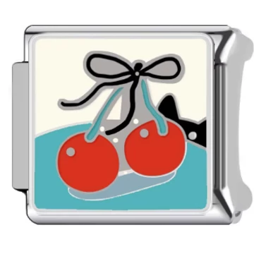 cherry with black bow