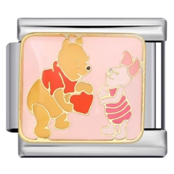 Micimackó &amp; Malacka olasz charm – szívecske