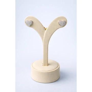 Ezüst Fülbevaló - Köves Szívvel