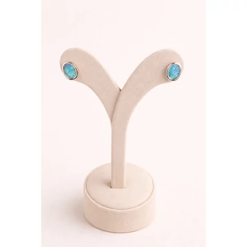 Ezüst Fülbevaló - Opállal