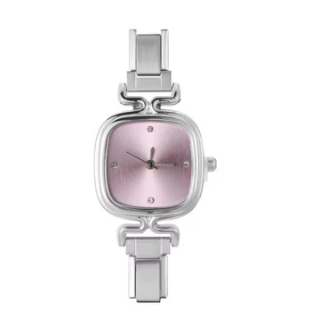 Astoria gold négyzetes órafej – ezüst rózsaszín számlap