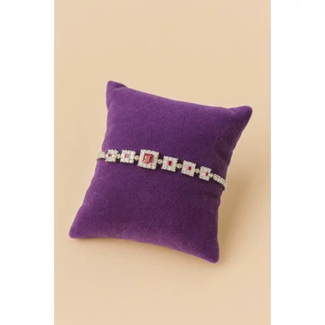 Rózsaszín Köves Ezüst Karkötő