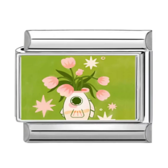 Tulipános charm - Virágmintás motívummal