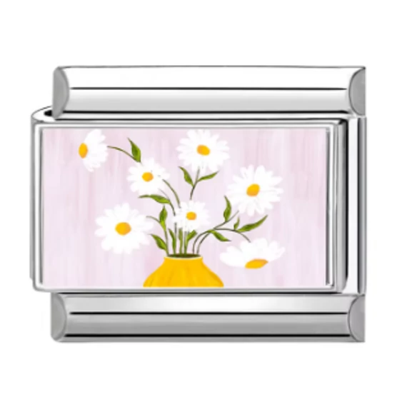 Margarétás charm - Virágmintás motívummal