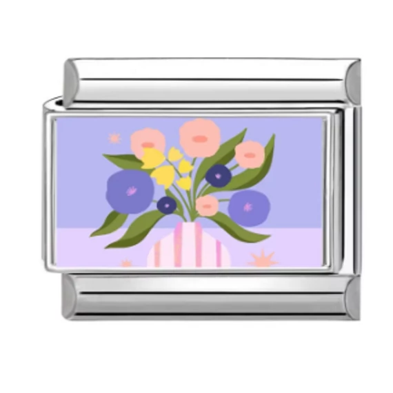 Margaréták Zöld Háttérrel – Klasszikus Design, Italian Charm Bracelet