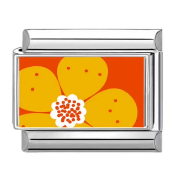  Nagy Sárga Virág – Narancs Háttér, Italian Charm Bracelet