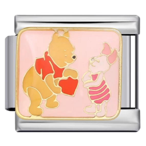 Micimackó & Malacka olasz charm – szívecske