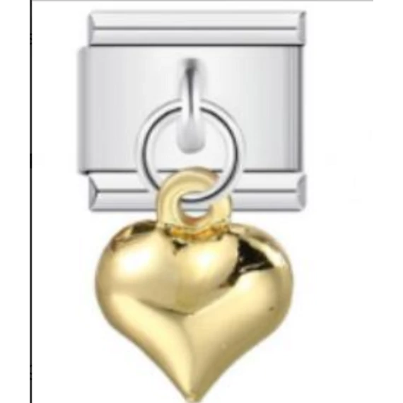 Arany szív medálos Italian Charm – Ezüst alap