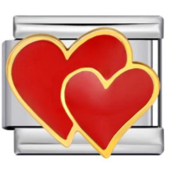 Dupla szív Italian Charm – Piros