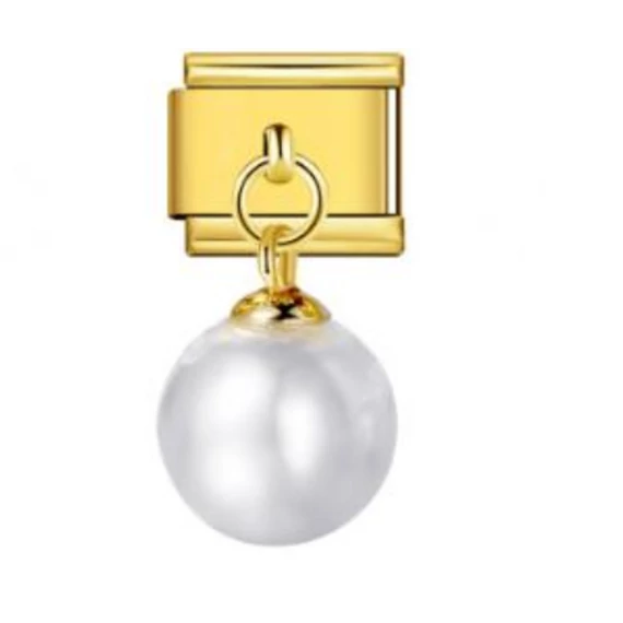 Gyöngy függős Italian Charm – Arany alap