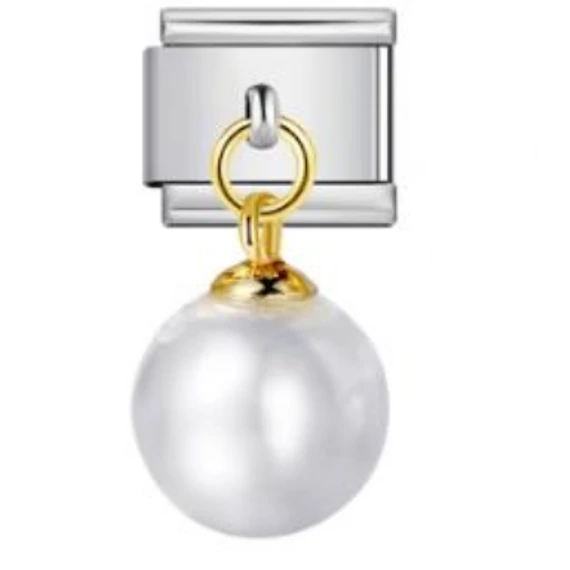 Gyöngy függős Italian Charm – Ezüst alap