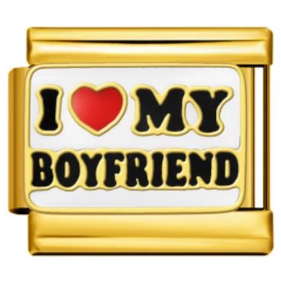 I Love My Boyfriend Italian Charm – Arany