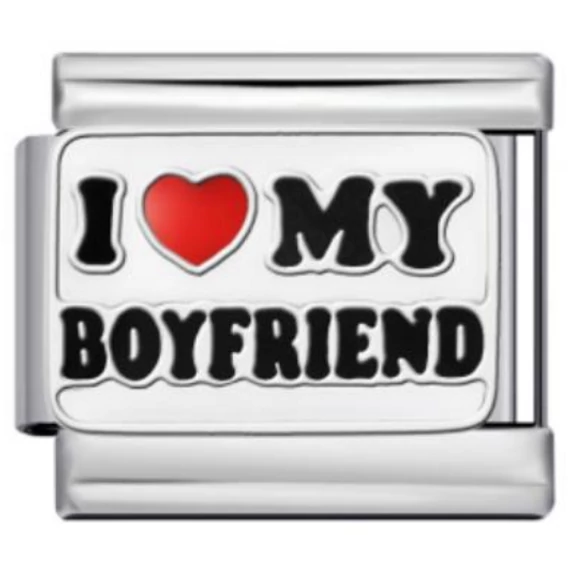 I Love My Boyfriend Italian Charm – Ezüst