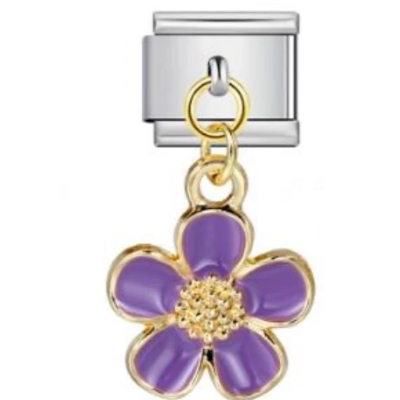 Lila virág függős Italian Charm