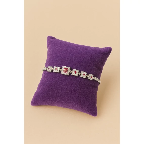 Rózsaszín Köves Ezüst Karkötő