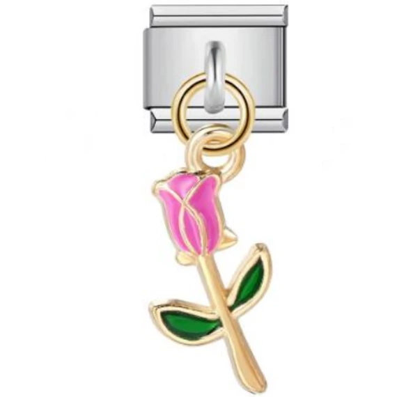 Rózsa medálos Italian Charm – Rózsaszín