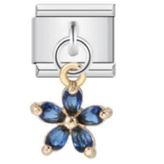 Kék virág medálos Italian Charm